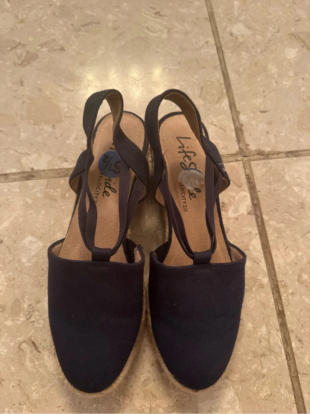 Life Stride Navy Espadrille Slingback Sandals